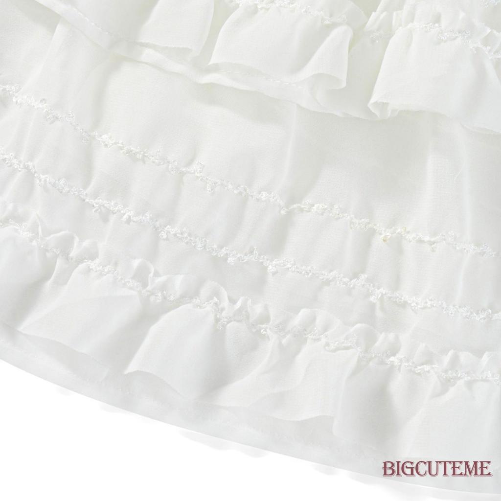 Đầm Hai Dây Mùa Hè Ôm Dáng Hở Lưng Phối Bèo Màu Trắng Cho Nữ