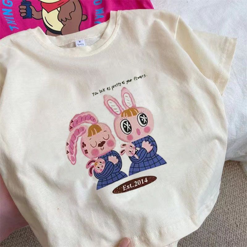 Áo Thun Tay Ngắn In Họa Tiết Hoạt Hình Phong Cách Hàn Quốc Thời Trang Xuân Hè 2023 Cho Bé Gái