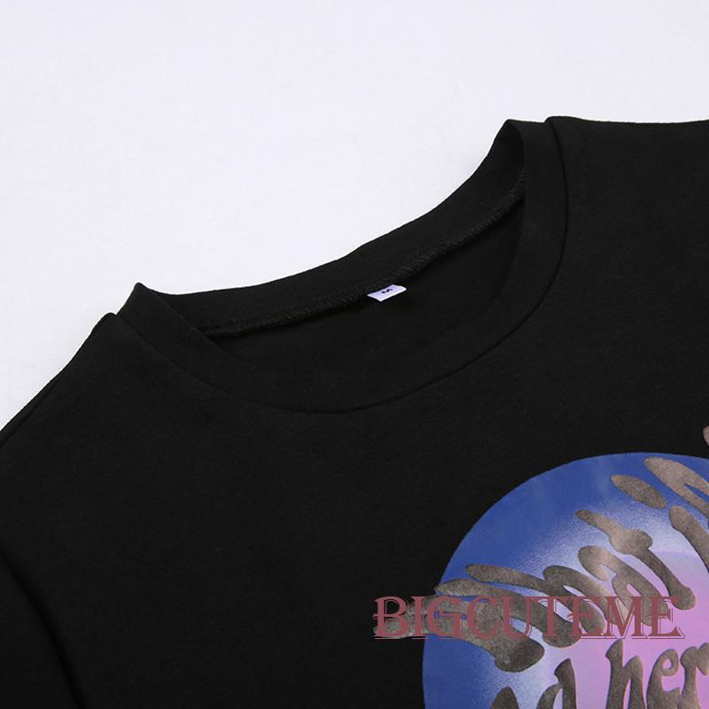 Áo Thun Lửng Ngắn Tay In Chữ Thời Trang Dành Cho Nữ