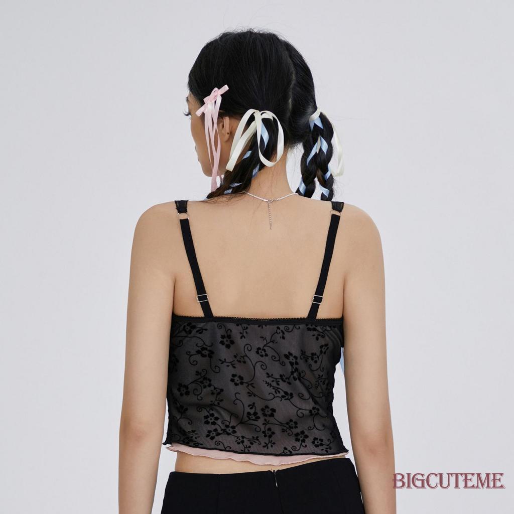 Áo Hai Dây Phối Lưới Họa Tiết Hoa Thời Trang Mùa Hè Cho Nữ