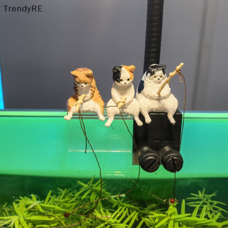 1 Tượng Mèo Hoạt Hình Câu Cá Trang Trí