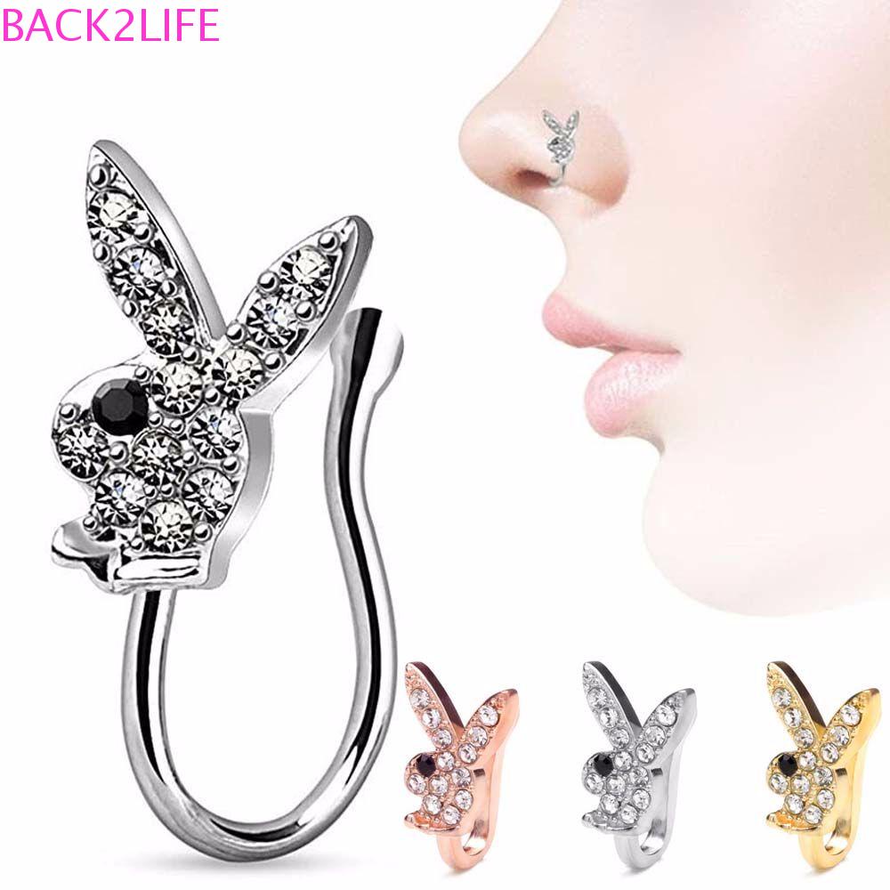 Khuyên Mũi Giả 2Life|Trang Sức Vòng Đeo Tay Thời Trang Sành Điệu Cho Nam|Kẹp Mũi Giả Hình Thỏ Đính Kim Cương