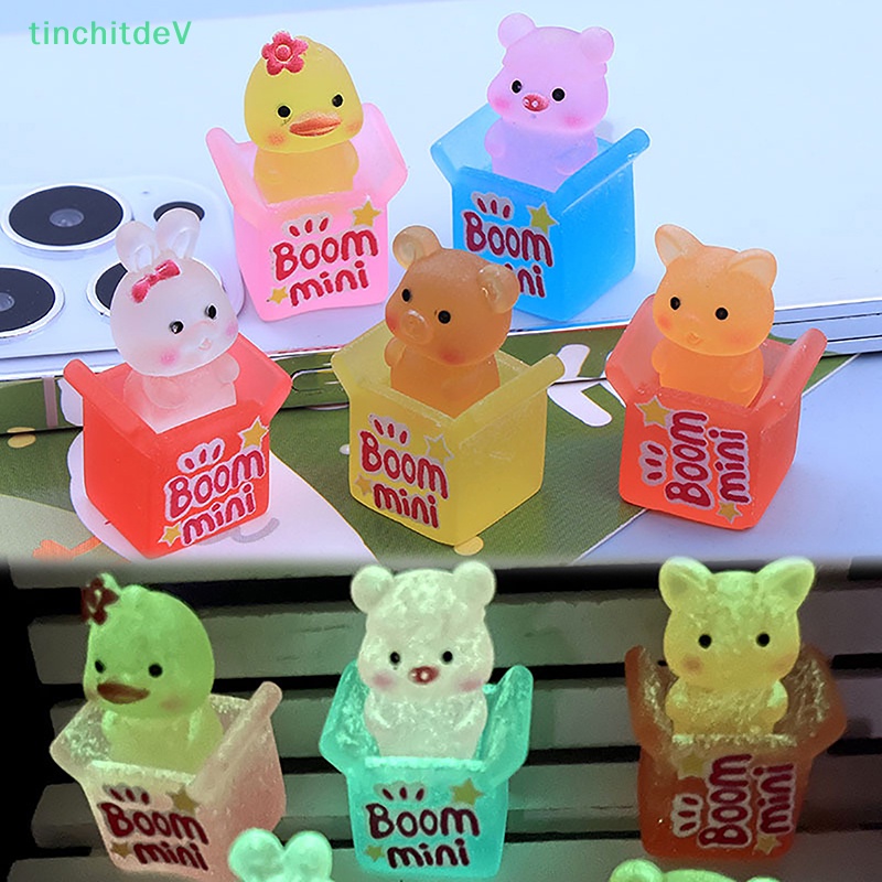[TinchitdeV] Tượng Hoạt Hình Động Vật Thỏ Vịt Gấu Phát Sáng Mini Để Bàn Trang Trí Xe Hơi [Mới]