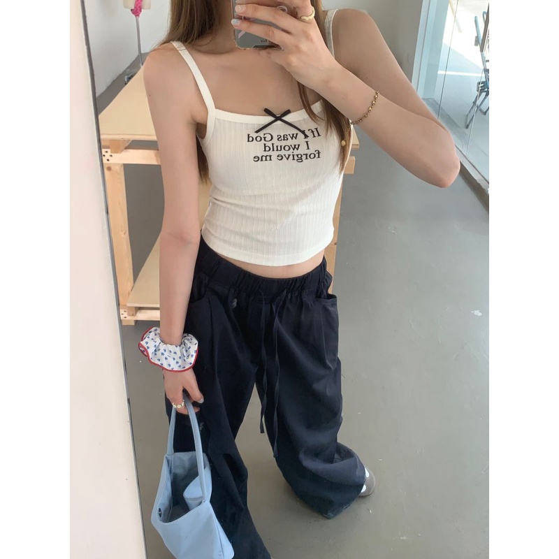 Áo Hai Dây In Chữ Ôm Dáng Thời Trang Mùa Hè