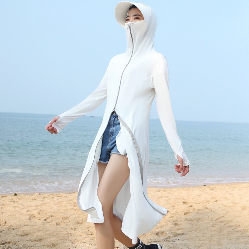 Áo Khoác Chống Nắng Tia UV Dáng Dài UPF 50 + Vải Lụa Lạnh Mỏng Thời Trang Mùa Hè Cho Nữ | BigBuy360 - bigbuy360.vn