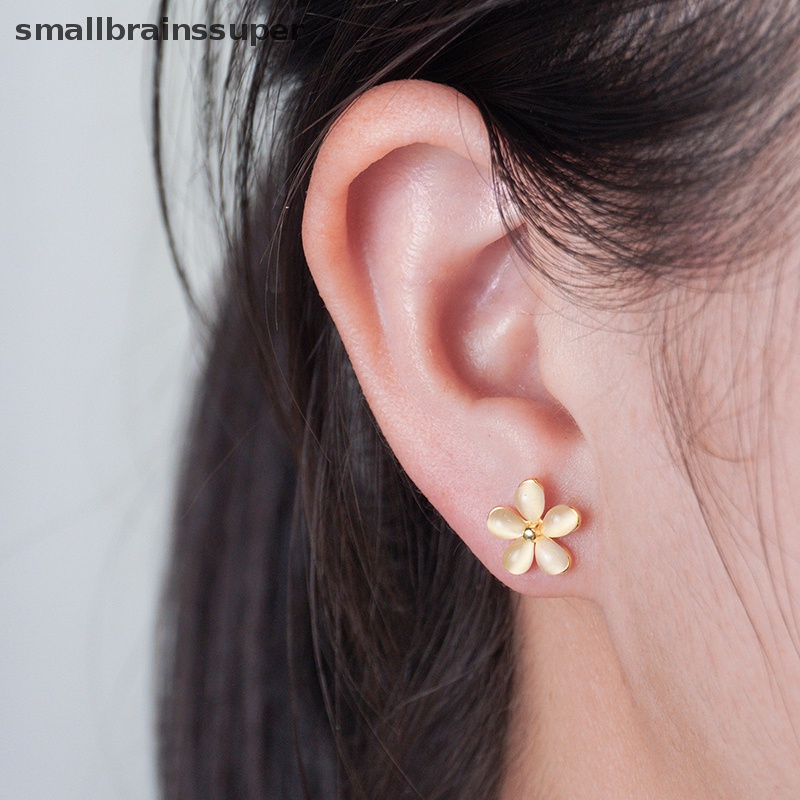 1 Đôi Bông Tai Dạng Xoắn Ốc Đính Đá Opal Hình Hoa Dành Cho Nữ SBS