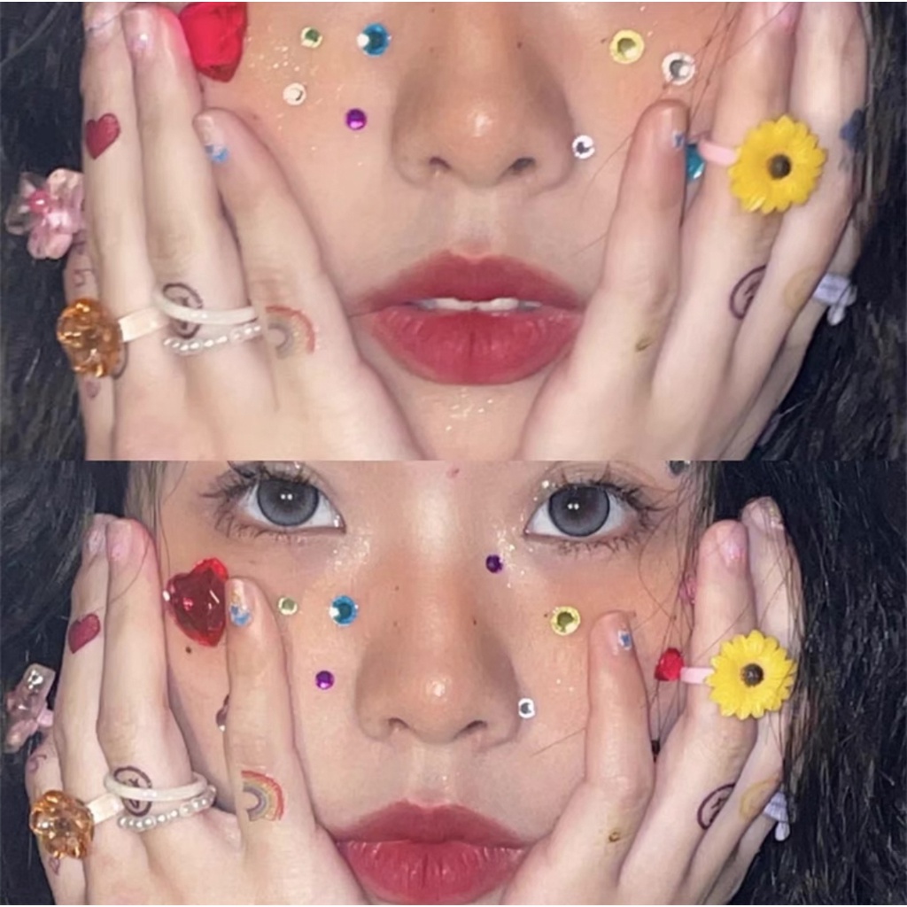 Miếng Dán Trang Trí Lông Mày Màu Trong Suốt Lấp Lánh DIY