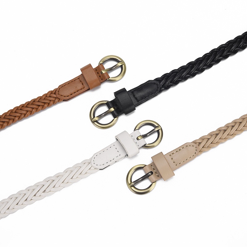 Thắt Lưng Da PU Bản Nhỏ Khóa Đồng Kiểu Vintage Thời Trang Mùa Hè Cho Nữ