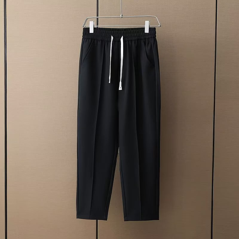 Quần Dài Lưng Thun Dáng Rộng Màu Đen Thời Trang Mùa Hè Cao Cấp Cho Nam