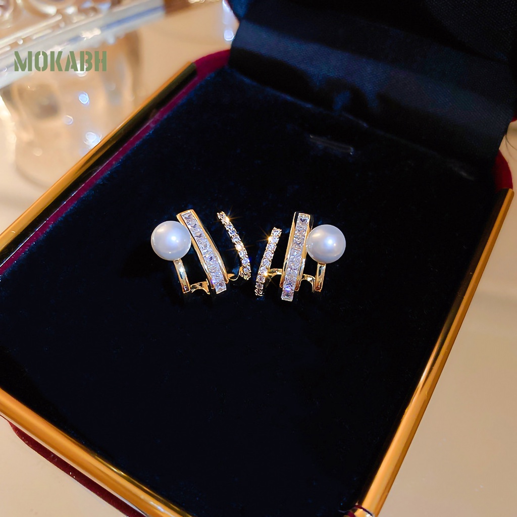 1 Đôi Bông Tai Đính Đá Ngọc Trai Giả Thời Trang Dành Cho Nữ