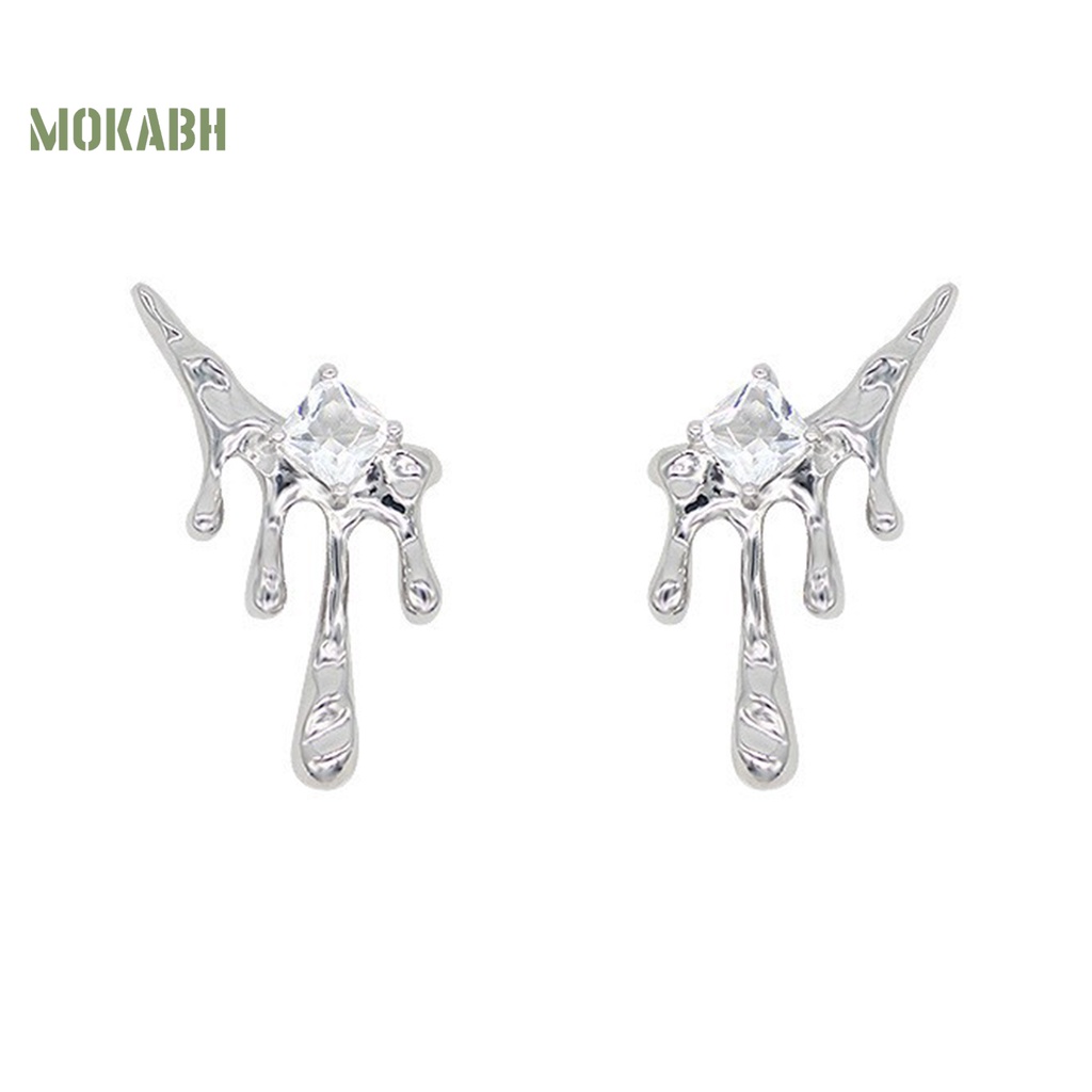 1 Đôi Bông Tai Hình Giọt Nước Đính Đá Zircon Phong Cách Punk Thời Trang