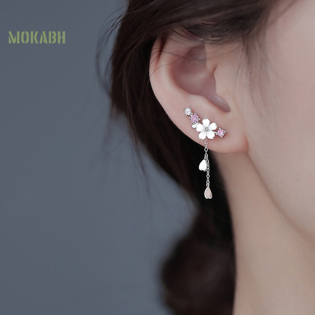 1 Đôi Bông Tai Hình Hoa Và Vỏ Sò Đính Đá Thời Trang