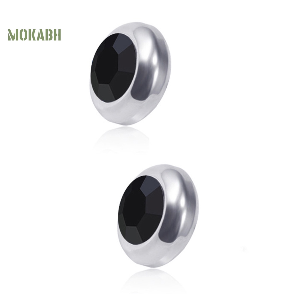 1 Đôi Bông Tai Tròn Bằng Thép Không Gỉ Đính Đá Nhiều Màu Thời Trang Dành Cho Nam Và Nữ