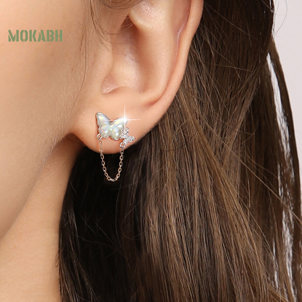 1 Đôi Bông Tai Hình Bướm Đính Đá Mặt Trăng Thời Trang Dành Cho Nữ