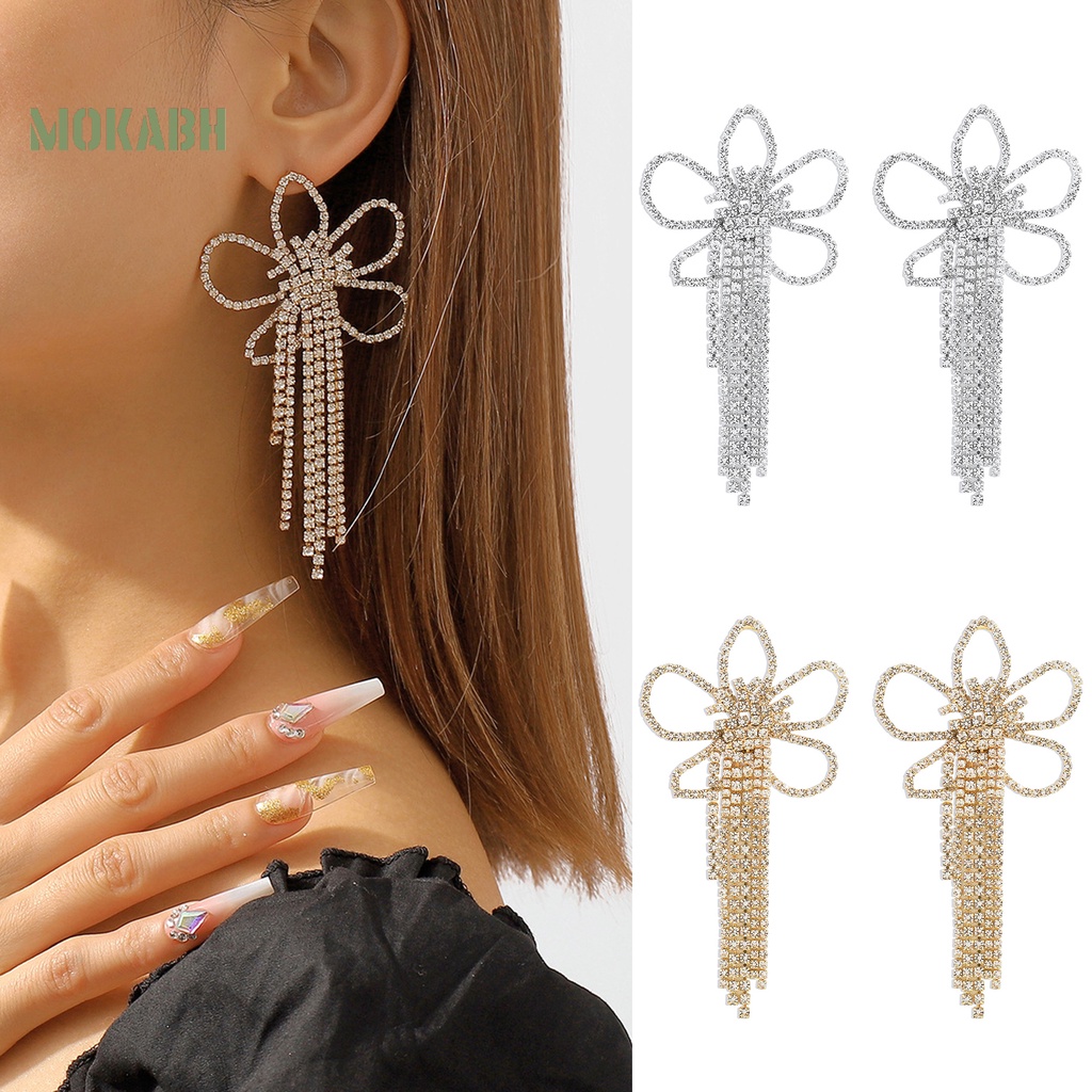 1 Đôi Bông Tai Hình Hoa Đính Đá Sang Trọng Dành Cho Nữ