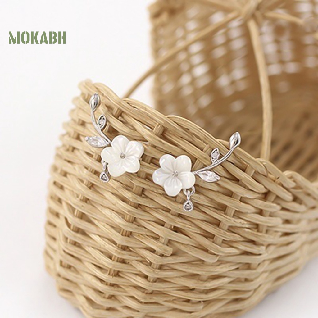 Bông Tai Hình Hoa Lá Bằng Hợp Kim Dát Đá Xinh Xắn