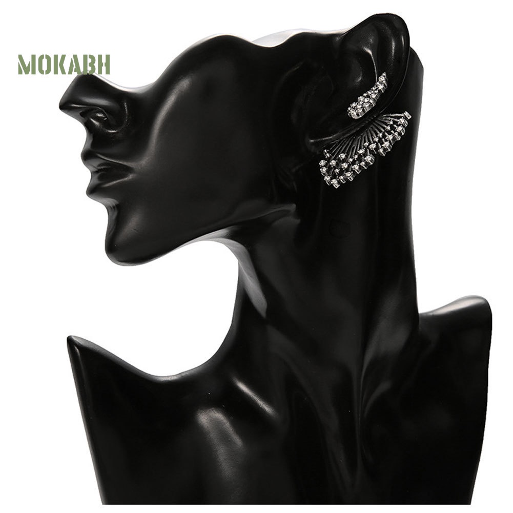 1 Chiếc Khuyên Tai Hình Quạt Đính Đá Phong Cách Vintage