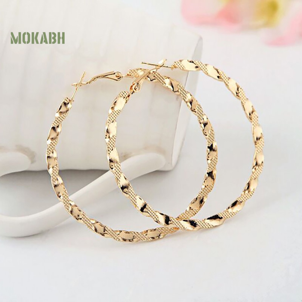 Khuyên Tai Vòng Tròn Lớn Xoắn Thời Trang Cho Nữ