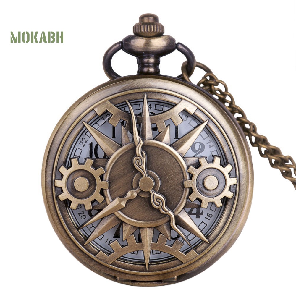 Vòng cổ [mokabh] Vòng cổ Mặt Đồng Hồ Thạch Anh Rỗng Kiểu Vintage Cho Nam Và Nữ