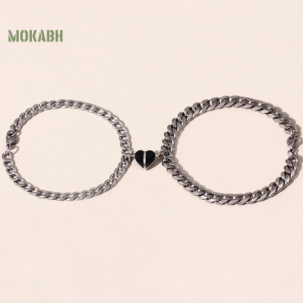 1 Cặp Vòng Tay Mạ Điện Mặt Trái Tim / Thánh Giá Chống Rỉ Sét Thời Trang Unisex