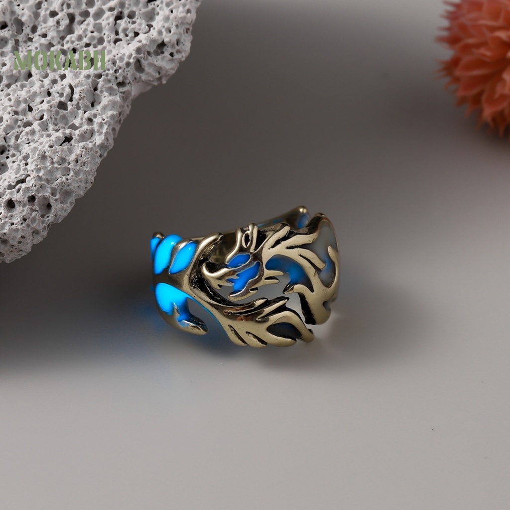 Nhẫn Hình Rồng Phát Sáng Trong Bóng Tối Có Thể Điều Chỉnh Kích Thước Thời Trang Trang Sức Hình Học Cho Nam