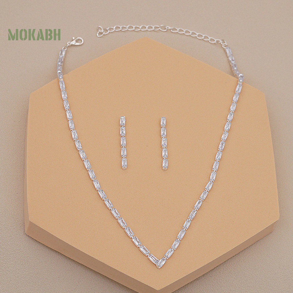 [Mới] Set Vòng cổ Và Bông Tai Đính Đá Zircon Sang Trọng Không Gây Dị Ứng Cho Cô Dâu