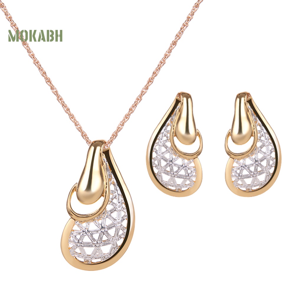 1 Set Vòng cổ Và Bông Tai Mạ Điện Thiết Kế Độc Đáo Thời Trang