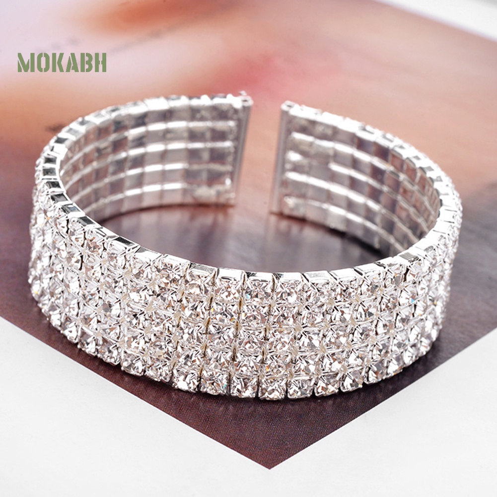 Vòng Tay Bản Rộng Đính Đá 5 Hàng Thời Trang Cho Nữ