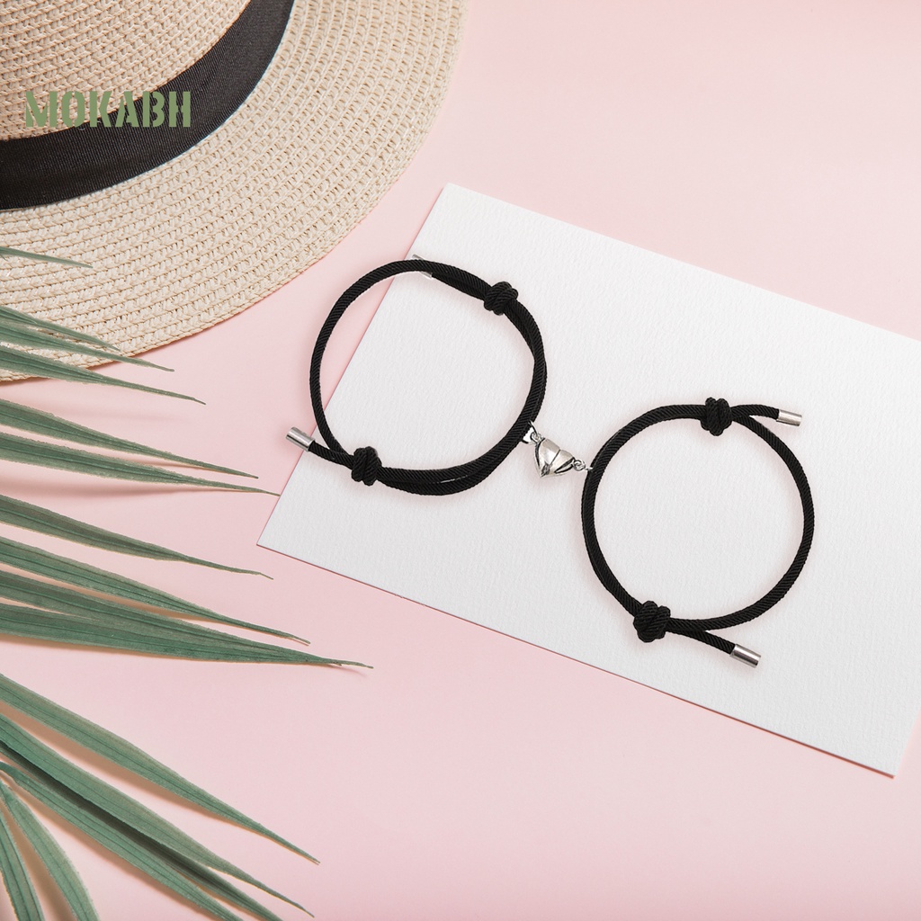 Bộ 2 Vòng Đeo Tay Bằng Hợp Kim Hấp Thụ ic Có Thể Điều Chỉnh Độ Dài Thời Trang