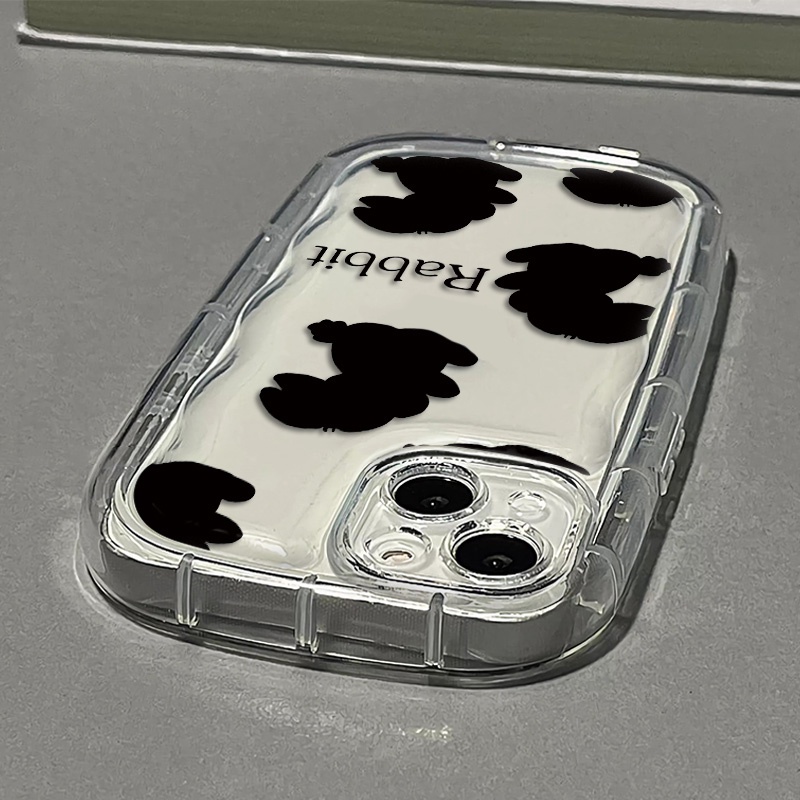 Ốp Điện Thoại TPU Silicone Mềm Trong Suốt Chống Sốc In Hình Thỏ Đen Cho IPhone 14 Pro Max 13 12 11 XS X XR 8 + 7 Plus