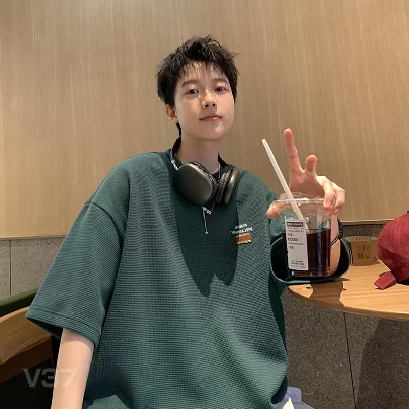 Áo Thun Nam Tay Ngắn Có Thêu Chữ Thời Trang Phong Cách