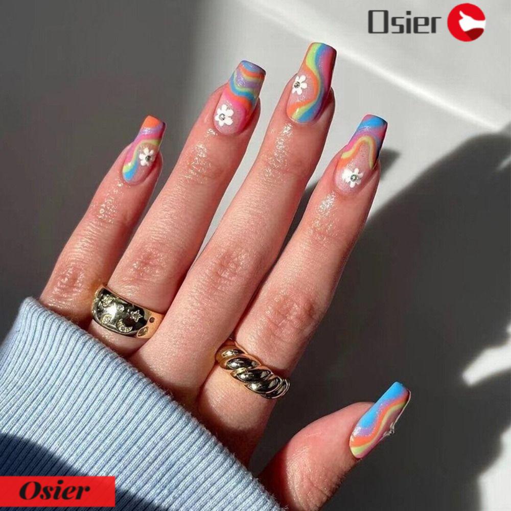 Set 1 24 Móng Tay Giả Dạng Nhấn DIY