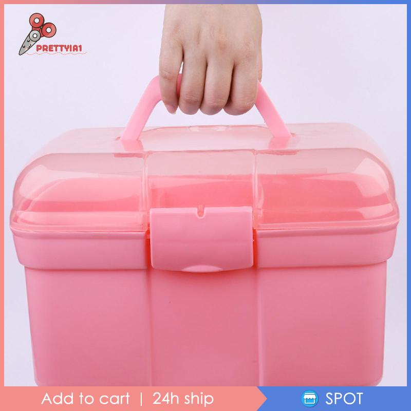 [Prettyia1] Hộp Đựng Dụng Cụ 2 Tầng Có Tay Cầm Di Động Cho Xe Hơi / Phòng Ngủ / Kh