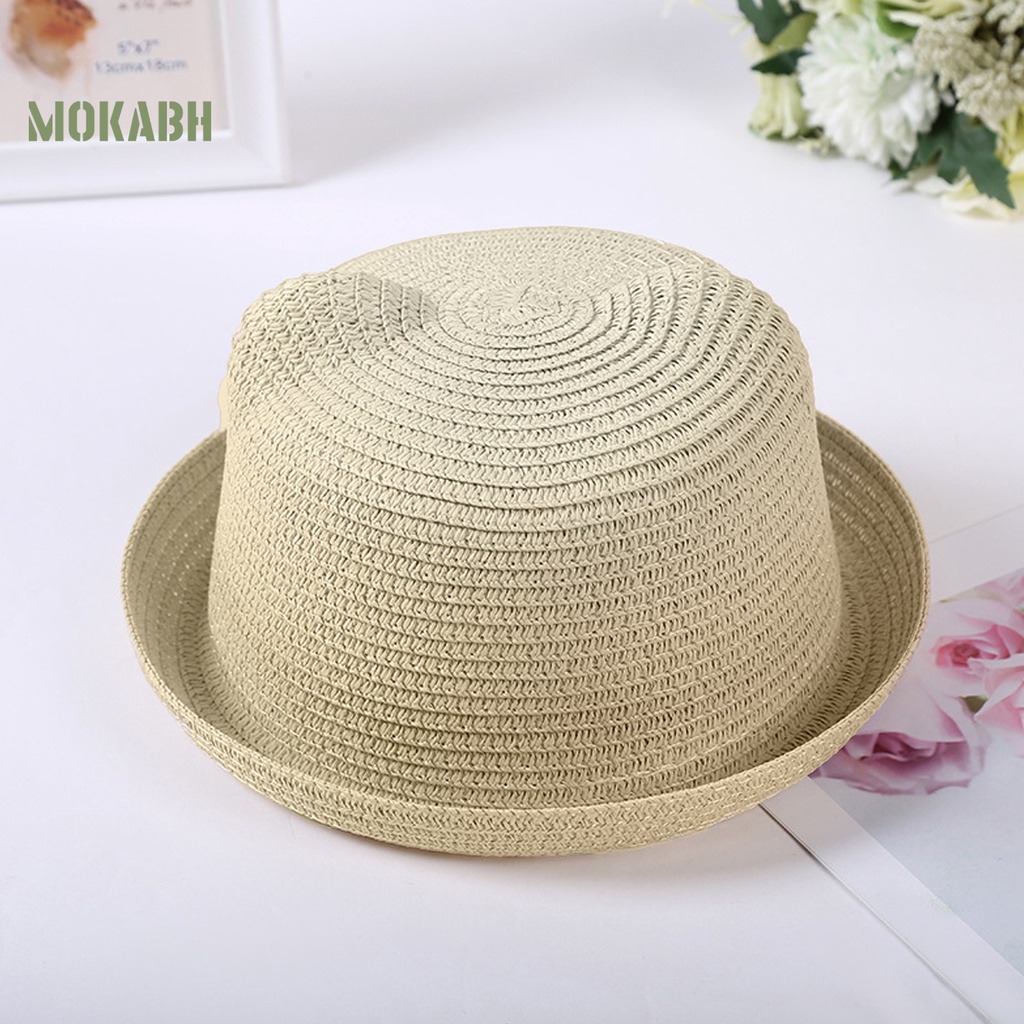 [Mok Abh] Mũ Rơm Vành Gấp Được Trang Trí Tai Mèo