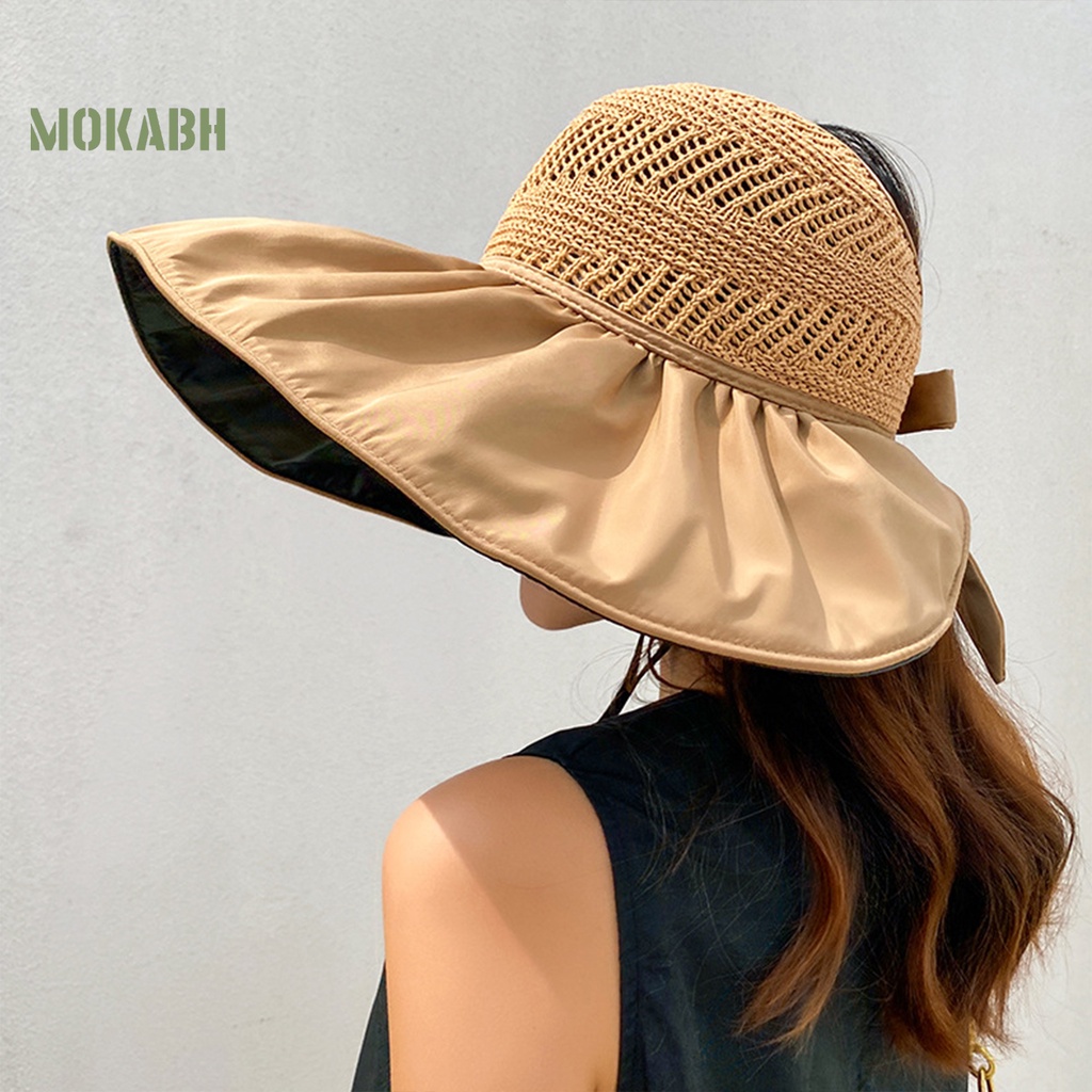 [Mok Abh] Mũ Ngư Dân Dây Bện Hở Chóp Có Thể Gấp Lại Được Dùng Ngoài Trời Cho Nữ