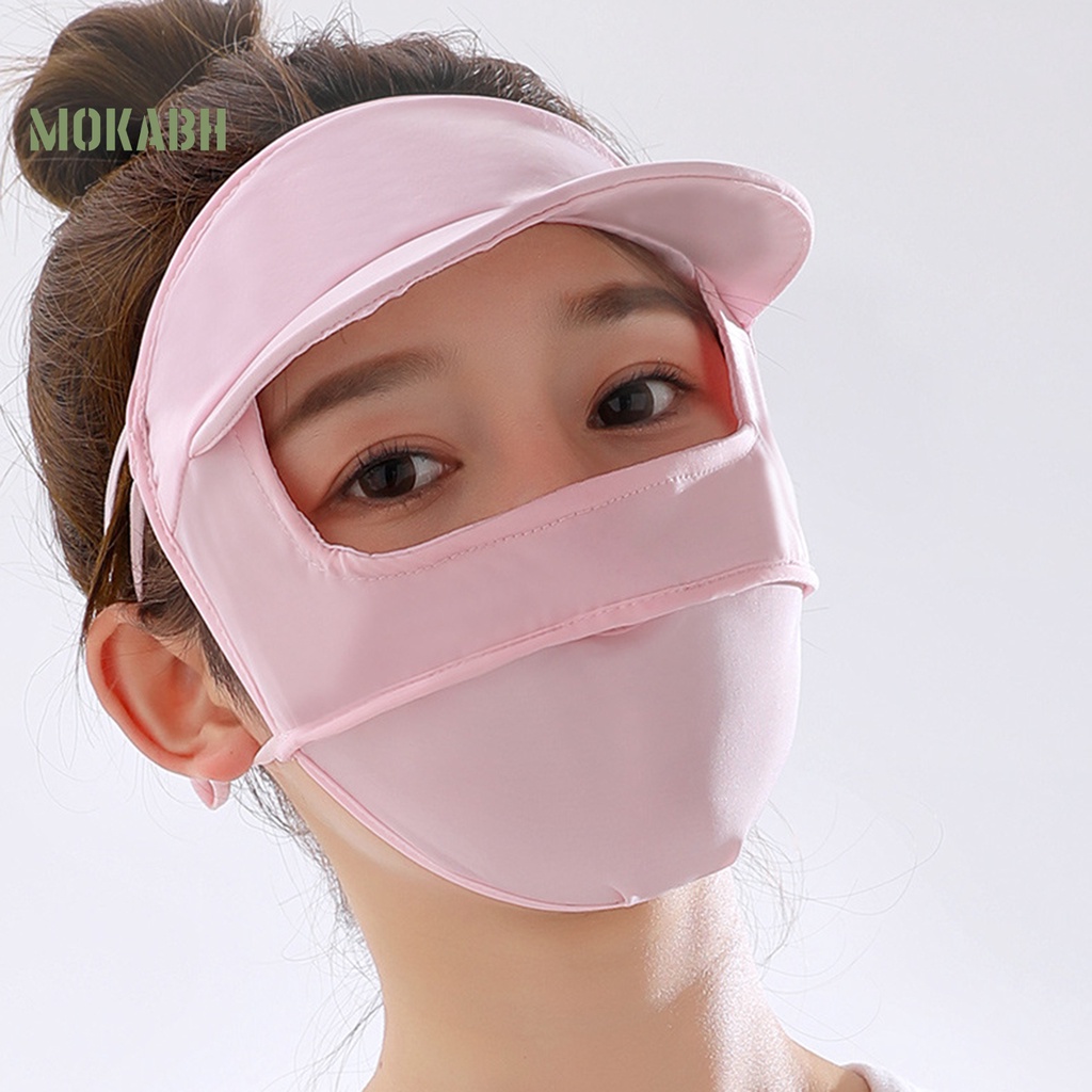 [Mok Abh] Mũ Đội Đầu Đi Xe Đạp Có Vành Che Mắt Bằng Lụa Lạnh Màu Trơn