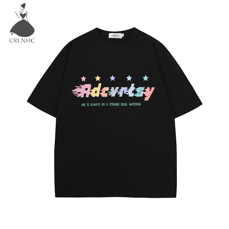 Áo Thun Tay Ngắn Cổ Tròn Dáng Rộng In Hình Ngôi Sao Thời Trang Mùa Hè Cho Nữ