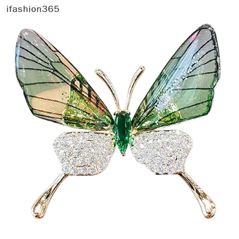 Ghim Cài Áo Hình Bướm Đính Đá Pha Lê Tráng Men Thời Trang ifashion365