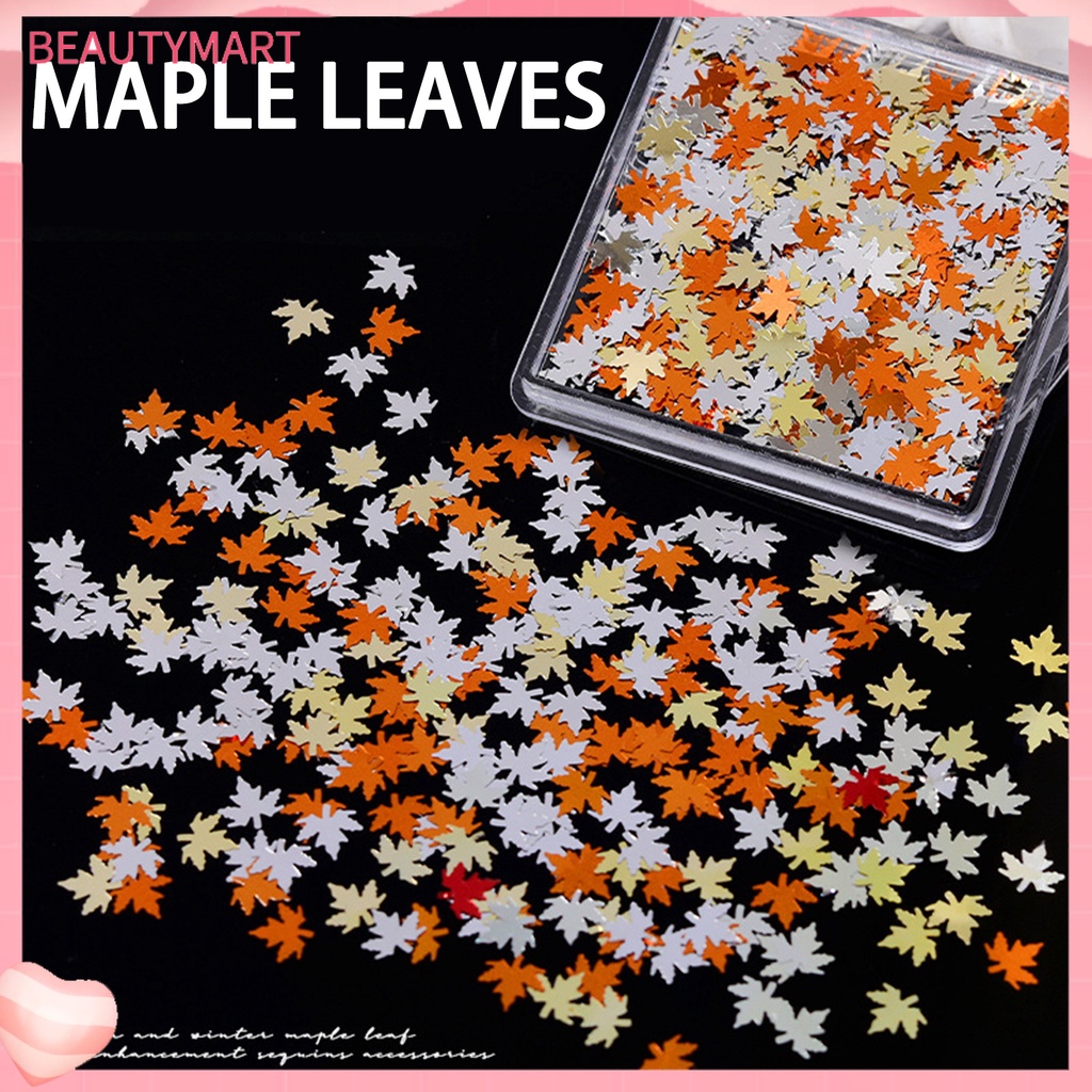 1 Hộp Kim Tuyến Lá Phong Mini Siêu Mỏng Nhiều Màu Sắc Lấp Lánh Trang Trí Móng Tay Nghệ Thuật DIY