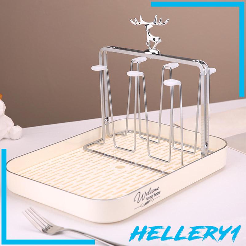 [Hellery1] Giá Đỡ Cốc Thủy Tinh Có Khay Thoát Nước Và Tay Cầm Sắp Xếp Gọn Gàng Cho Quán