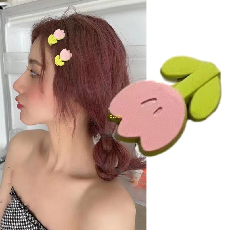 Kẹp Tóc Hình Hoa Tulip Màu Sắc Ngọt Ngào Y2K Chống Trượt Thời Trang Cho Nữ