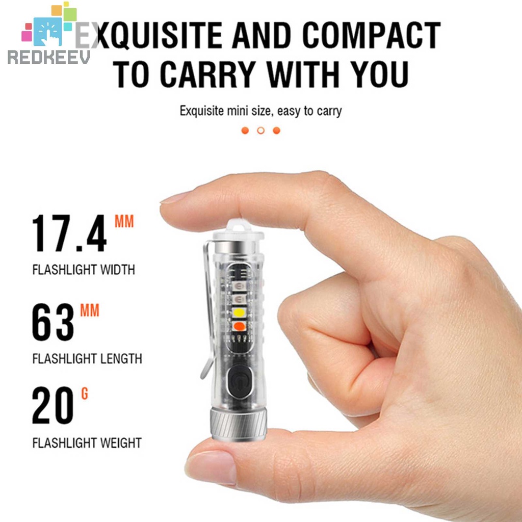 Móc Khóa Đèn Pin Mini SOS USB Type-C Chống Nước Kèm Kẹp Tiện Dụng