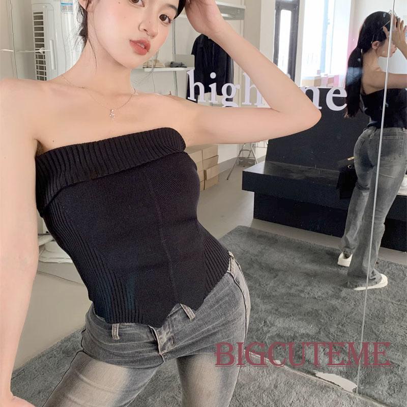 Áo Ống Dệt Kim Không Tay Màu Trơn Thời Trang Mùa Hè Dành Cho Nữ