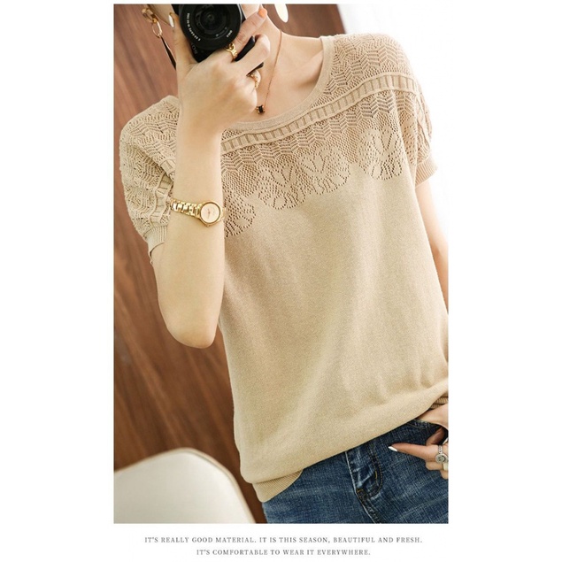 Áo Thun Tay Ngắn Cổ Tròn Dáng Rộng Vải Lụa Mát Thời Trang Mùa Hè Phong Cách Hàn Quốc Cho Nữ