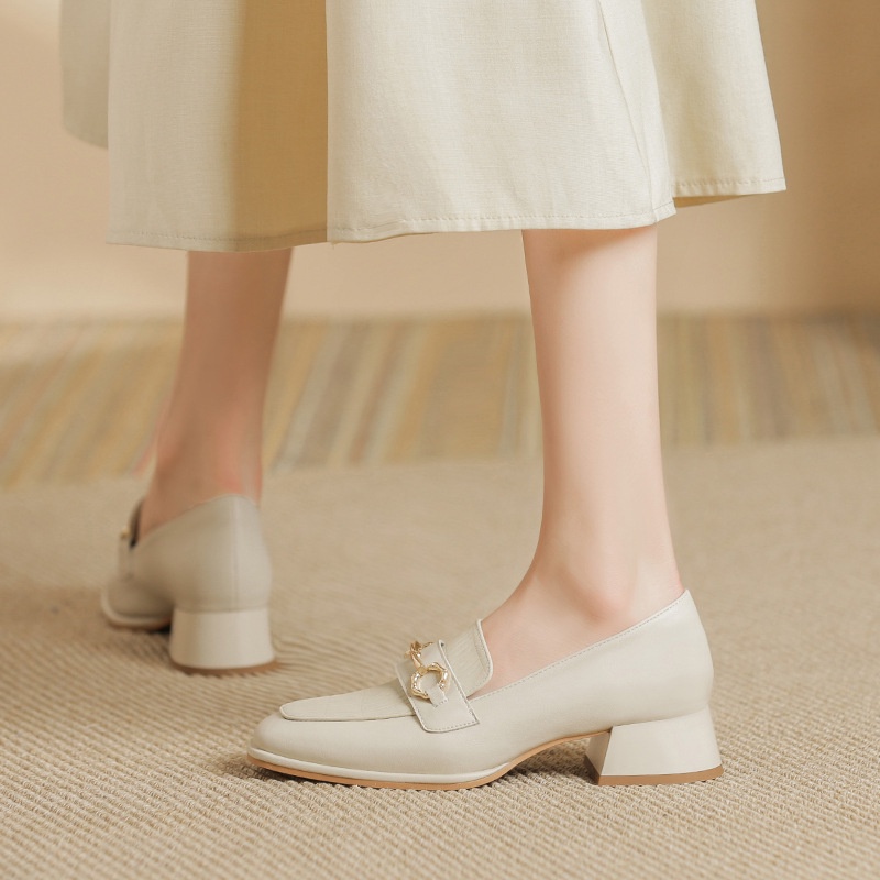 Giày Cao Gót Da Đế Dày Phong Cách Hàn Quốc Cho Nữ