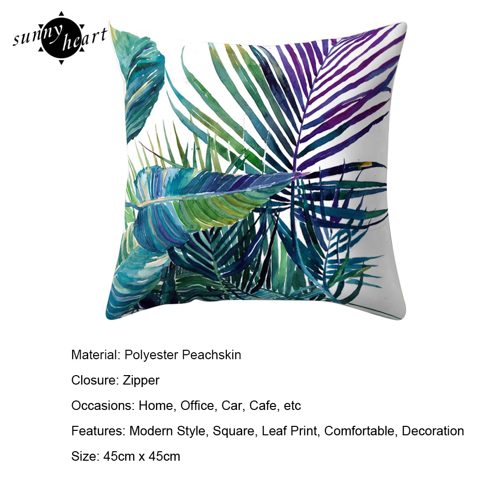 Vỏ Gối Vuông Họa Tiết Lá Nhiệt Đới Độc Đáo Trang Trí Nội Thất