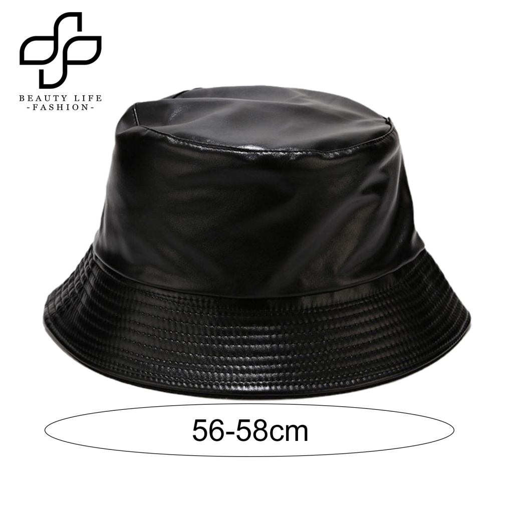 Nón Tai Bèo Giả Da Chống Nắng Chống Nước Màu Trơn Có Thể Đảo Ngược Unisex