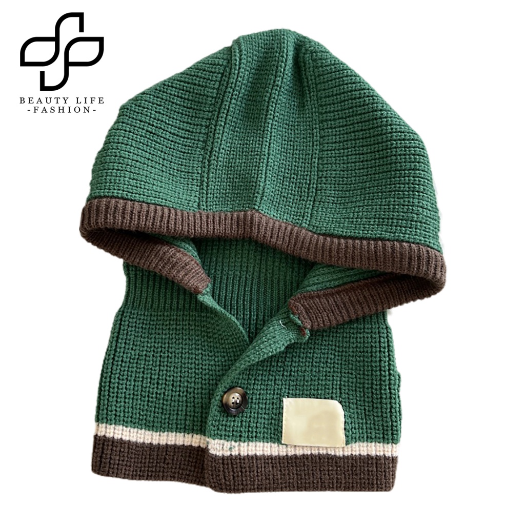 Mũ Len Trùm Đầu Co Giãn Giữ Ấm Tai Màu Sắc Tương Phản Thời Trang Mùa Đông Cho Nữ