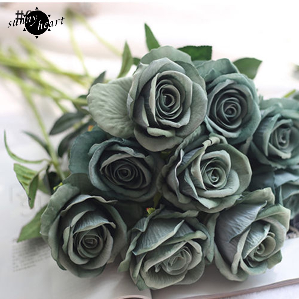 1 Nhánh Hoa Hồng Nhân Tạo Trang Trí Nhà Cửa