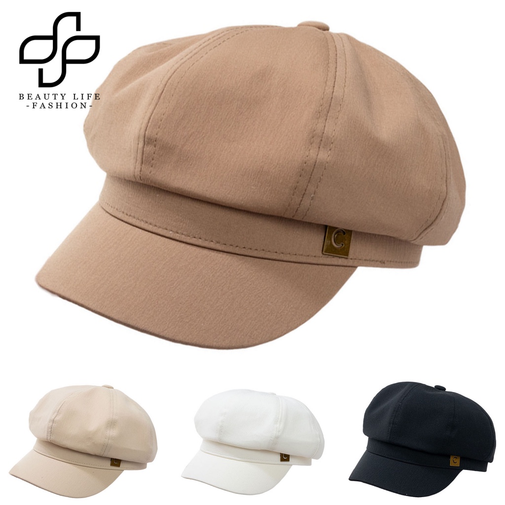 Nón Beret Tròn Màu Trơn In Họa Tiết Logo Thời Trang Cho Nữ